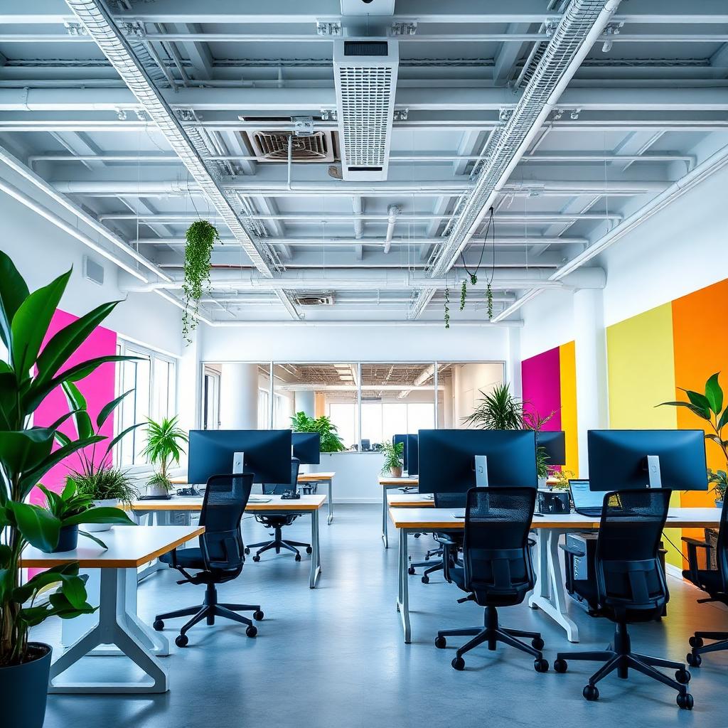 Oficina de empresa tecnológica con limpieza corporativa